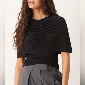 ASOS - Gina tricot ruched black stretchy cape top